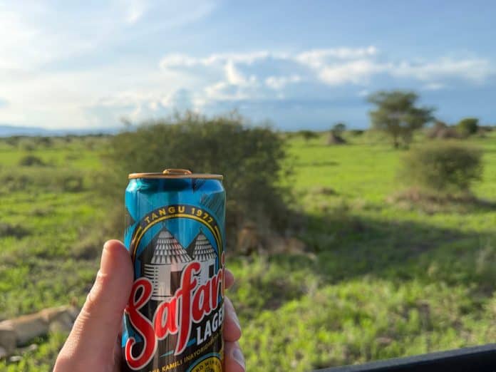 Safari Lager in hand in TZ